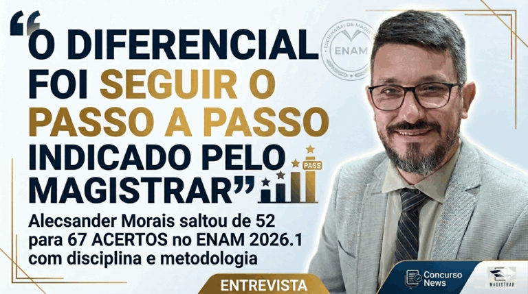 Ele passou de 52 para 67 acertos no ENAM: “O diferencial foi seguir o passo a a passo do Magistrar”